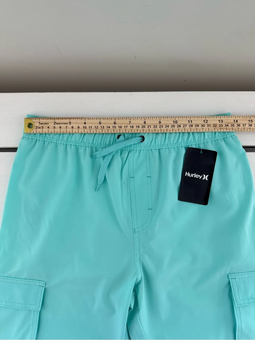 NWT Hurley Boys XL 14/16 Aqua Cargo Swim Trunks Board Shorts